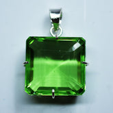 118.40 Ct Certified Green Topaz Pendant 925 Sterling Silver Square Natural